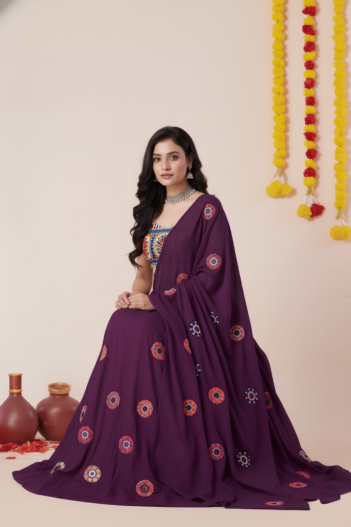 Stunning Wine Rayon Mirror Work Designer Lehenga Choli with Dupatta for Women