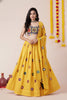 Attractive Yellow Rayon Mirror Work Designer Lehenga Choli with Dupatta for Women