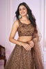Stunning Brown Embroidered Soft Net Lehenga Choli with Dupatta for Women