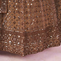 Stunning Brown Embroidered Soft Net Lehenga Choli with Dupatta for Women