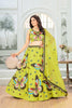 Glamorous Lime Green Georgette Designer Lehenga Choli with Embroidery Work and Dupatta for Women