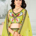 Glamorous Lime Green Georgette Designer Lehenga Choli with Embroidery Work and Dupatta for Women