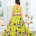 Glamorous Lime Green Georgette Designer Lehenga Choli with Embroidery Work and Dupatta for Women