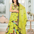 Glamorous Lime Green Georgette Designer Lehenga Choli with Embroidery Work and Dupatta for Women