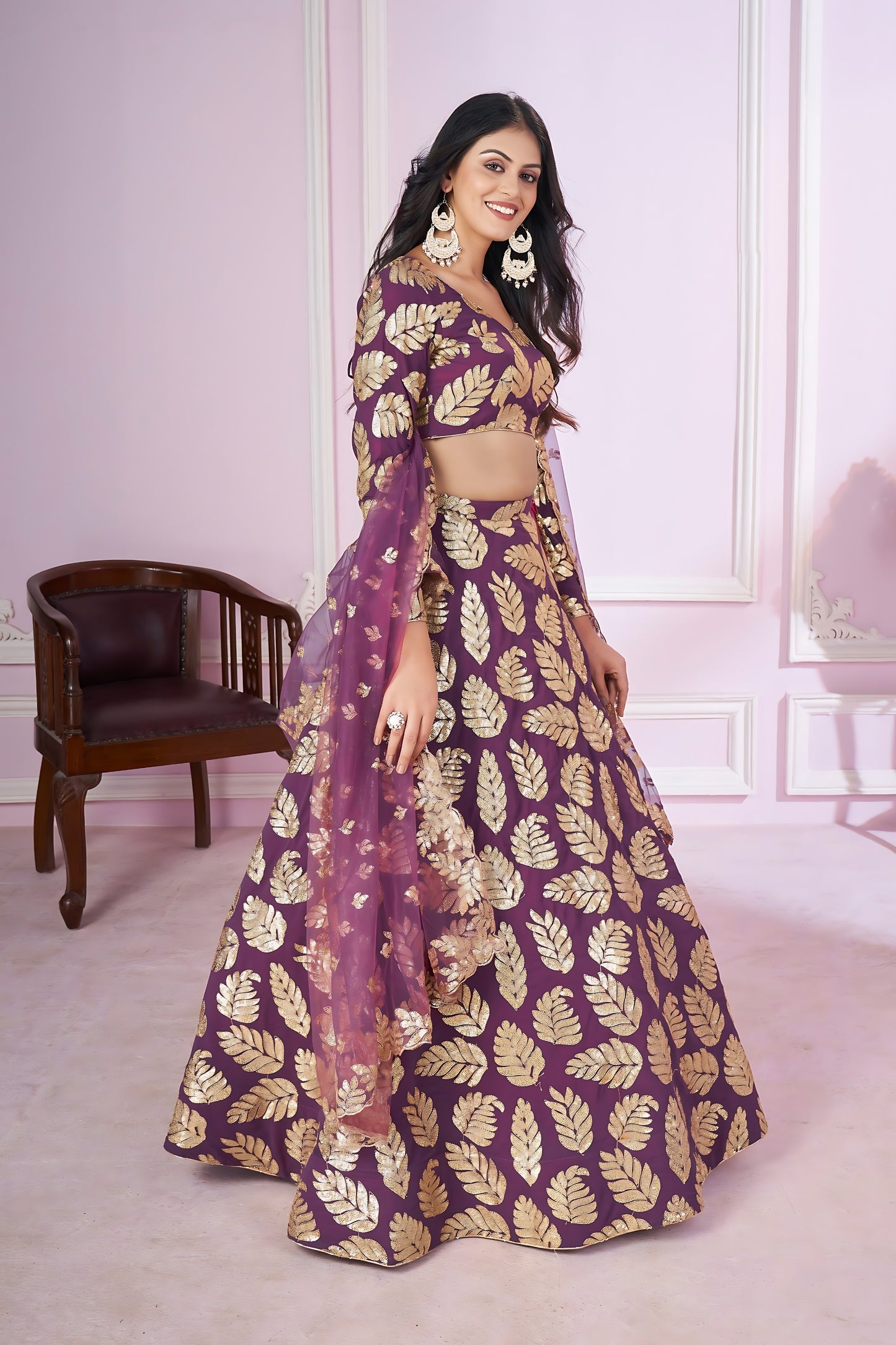 Stylish Purple Designer Georgette Lehenga Choli with Soft Net Dupatta for Women