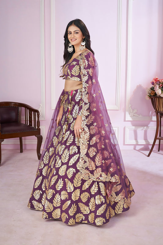 Stylish Purple Designer Georgette Lehenga Choli with Soft Net Dupatta for Women