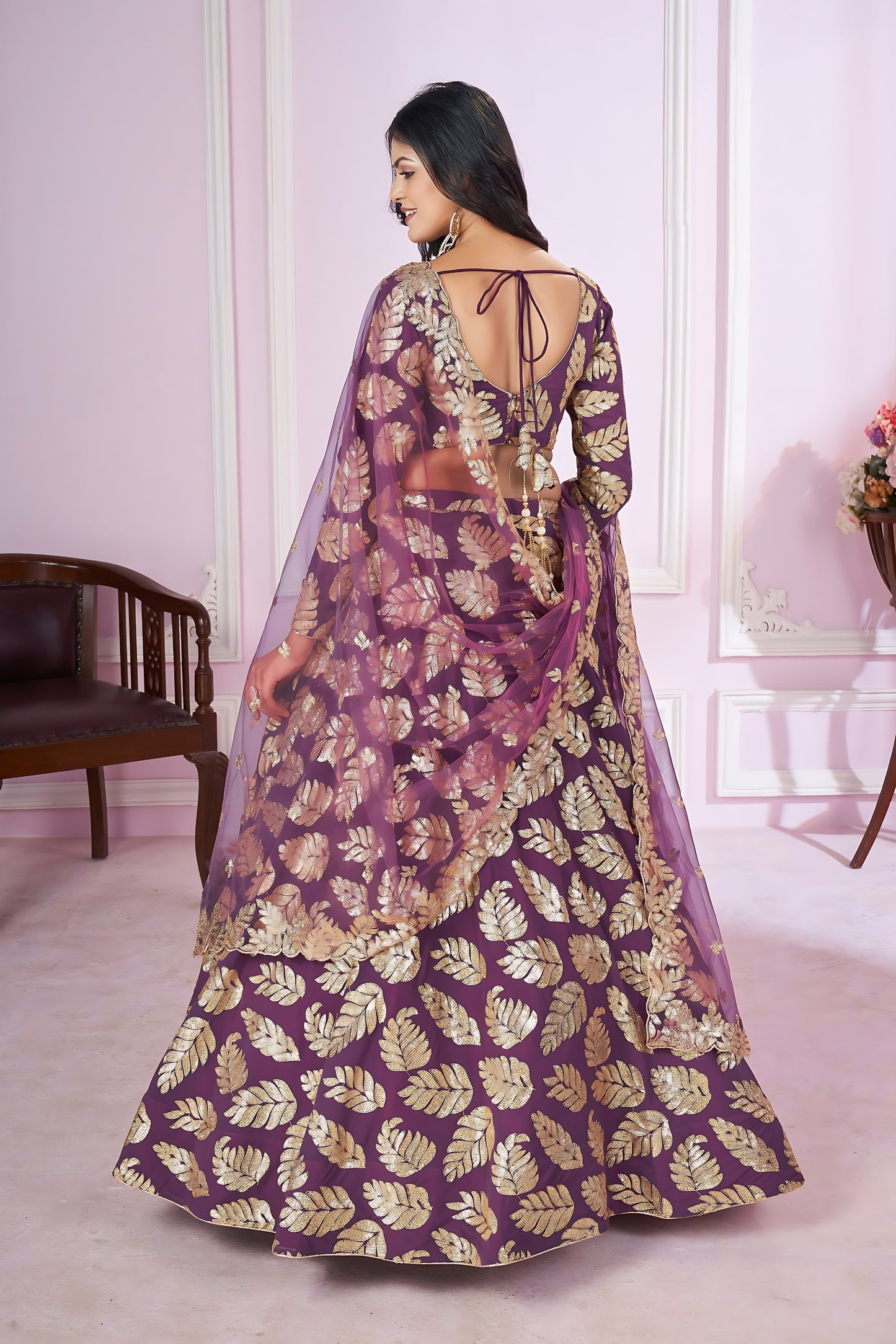 Stylish Purple Designer Georgette Lehenga Choli with Soft Net Dupatta for Women