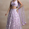 Beautiful Lavender Net Sequins Embroidered Bridal Lehenga Choli Designer Dupatta
