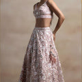 Wonderful Blush Pink Net Sequins Embroidered Bridal Lehenga Choli Designer Dupatta