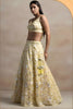 Pastel Yellow Net Sequins Embroidered Bridal Lehenga Choli Designer Dupatta