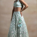 Luxury Blue Net Sequins Embroidered Bridal Lehenga Choli Designer Dupatta