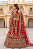 Royal Red Designer Lehenga Choli with Heavy Zari Embroidery Work and Butterfly Net Dupatta