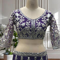 Royal Purple Heavy Embroidered Butterfly Net Lehenga Choli with Dupatta