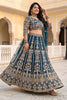 Stylish Teal Blue Designer Lehenga Choli with Heavy Zari Embroidery Work and Butterfly Net Dupatta