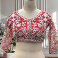 Stunning Red Heavy Embroidered Butterfly Net Lehenga Choli with Dupatta
