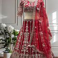 Stunning Red Heavy Embroidered Butterfly Net Lehenga Choli with Dupatta