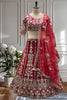 Stunning Red Heavy Embroidered Butterfly Net Lehenga Choli with Dupatta