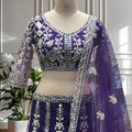 Majestic Purple Designer Lehenga Choli with Heavy Zari Embroidery Work and Butterfly Net Dupatta