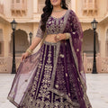 Majestic Purple Designer Lehenga Choli with Heavy Zari Embroidery Work and Butterfly Net Dupatta