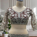 Trendy Chocolate Brown Heavy Embroidered Butterfly Net Lehenga Choli with Dupatta