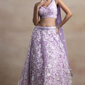 Beautiful Lavender Net Sequins Embroidered Bridal Lehenga Choli Designer Dupatta