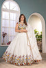 Exquisite White Chinon Silk Designer Lehenga Choli with Floral Embroidery and Dupatta for Women