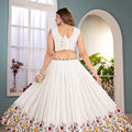 Exquisite White Chinon Silk Designer Lehenga Choli with Floral Embroidery and Dupatta for Women