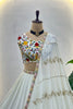 Exquisite White Chinon Silk Designer Lehenga Choli with Floral Embroidery and Dupatta for Women