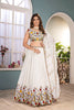 Exquisite White Chinon Silk Designer Lehenga Choli with Floral Embroidery and Dupatta for Women
