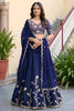 Royal Navy Blue Rangoli Silk Lehenga Choli with Embroidery Work and Matching Dupatta