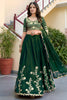 Stylish Rama Green Rangoli Silk Lehenga Choli with Embroidery Work and Matching Dupatta