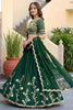 Stylish Rama Green Rangoli Silk Lehenga Choli with Embroidery Work and Matching Dupatta