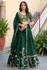 Stylish Rama Green Rangoli Silk Lehenga Choli with Embroidery Work and Matching Dupatta