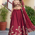 Elegant Maroon Rangoli Silk Lehenga Choli with Embroidery Work and Matching Dupatta