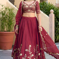 Elegant Maroon Rangoli Silk Lehenga Choli with Embroidery Work and Matching Dupatta