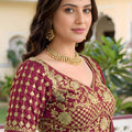 Elegant Maroon Rangoli Silk Lehenga Choli with Embroidery Work and Matching Dupatta