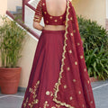 Elegant Maroon Rangoli Silk Lehenga Choli with Embroidery Work and Matching Dupatta