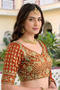Awesome Rust Orange Rangoli Silk Lehenga Choli with Embroidery Work and Matching Dupatta
