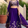 Unique Purple Rangoli Silk Lehenga Choli with Embroidery Work and Matching Dupatta