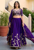 Unique Purple Rangoli Silk Lehenga Choli with Embroidery Work and Matching Dupatta