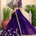 Unique Purple Rangoli Silk Lehenga Choli with Embroidery Work and Matching Dupatta