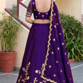 Unique Purple Rangoli Silk Lehenga Choli with Embroidery Work and Matching Dupatta