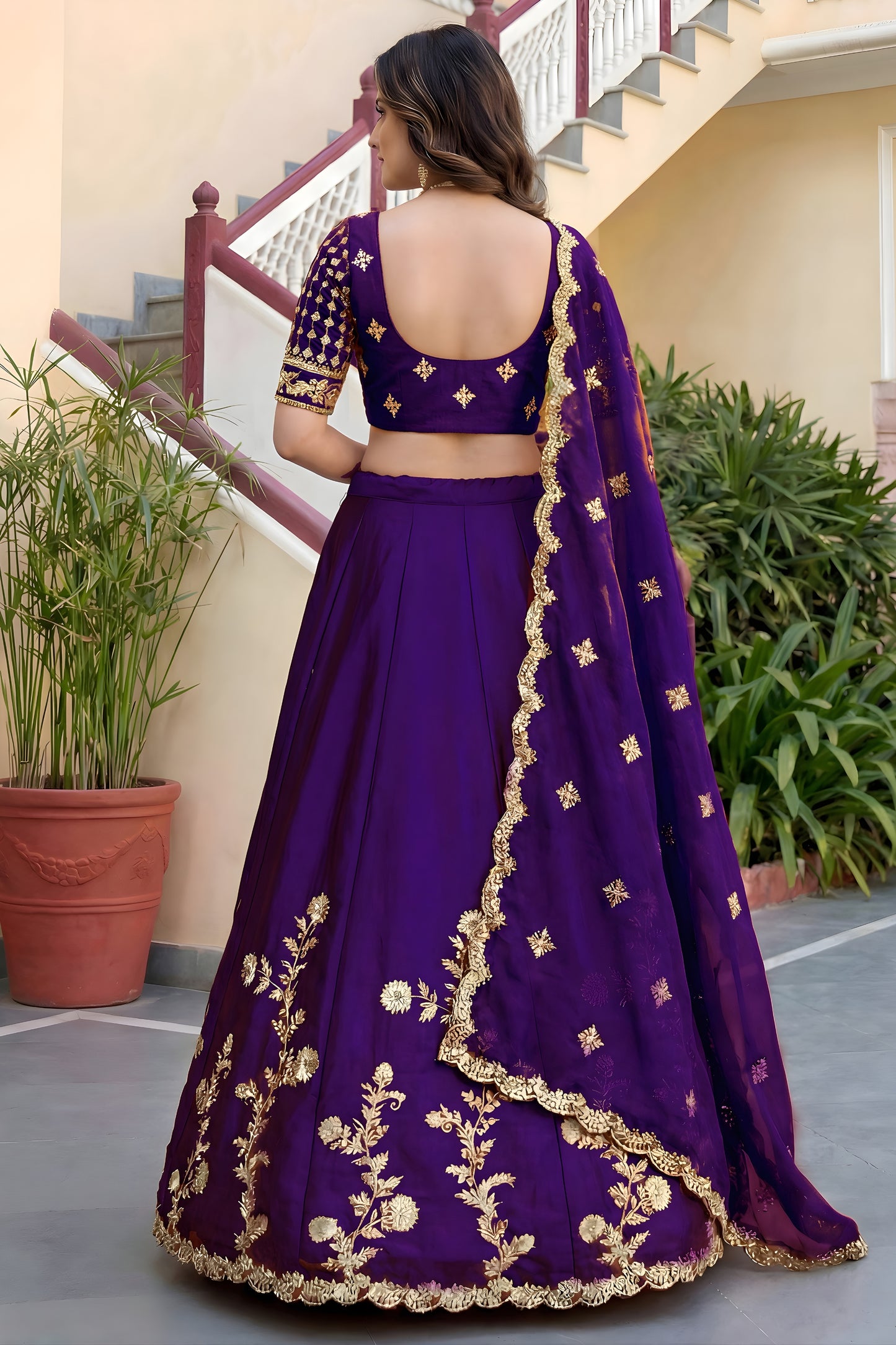 Unique Purple Rangoli Silk Lehenga Choli with Embroidery Work and Matching Dupatta