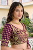 Wonderful Wine Rangoli Silk Lehenga Choli with Embroidery Work and Matching Dupatta for Wedding