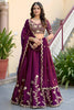 Wonderful Wine Rangoli Silk Lehenga Choli with Embroidery Work and Matching Dupatta for Wedding