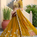 Vibrant Mustard Yellow Rangoli Silk Lehenga Choli with Embroidery Work and Matching Dupatta