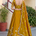 Vibrant Mustard Yellow Rangoli Silk Lehenga Choli with Embroidery Work and Matching Dupatta