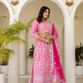 Stylish Pink Crepe Silk Embroidered Designer Lehenga Choli with Dupatta for Women