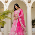 Stylish Pink Crepe Silk Embroidered Designer Lehenga Choli with Dupatta for Women