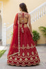Regal Red Faux Georgette Heavy Embroidered Designer Lehenga Choli with Gold Zari Work and Dupatta